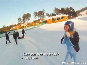 Snowy Day Blowjob In The Car From A Blonde Hottie