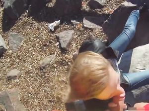 Giving A Public Blowjob Turns On This Blonde Teen