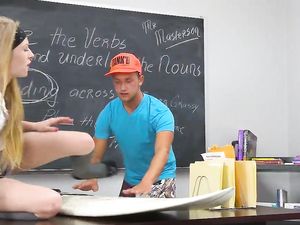 Sticky Man Juice On Her Body After Fucking In The Classroom