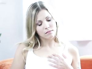 Home Alone Blonde Teen Masturbating On The Couch